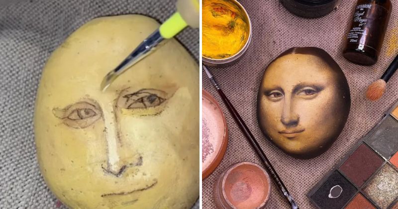 Makeup Artist Creates Potato Version of Mona Lisa 